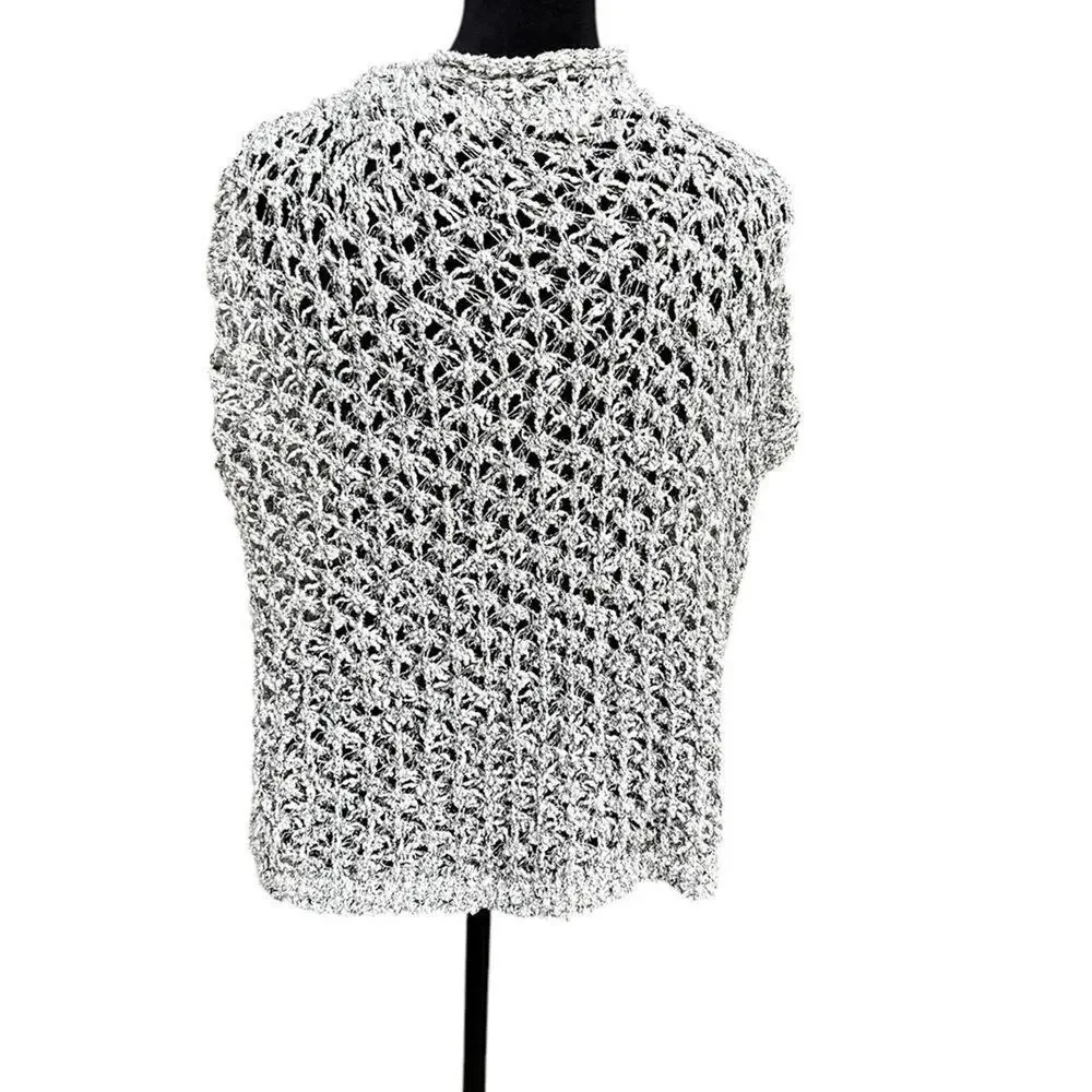 POL open weave, oversized crew neck, cropped sleeveless sweater, women's size S